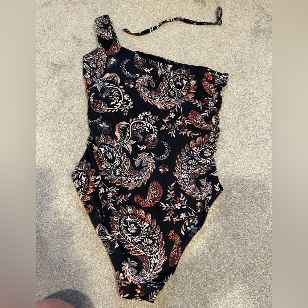 Garnet Hill Paisley One Shoulder Bathing Suit